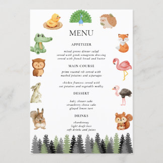 Menu Animais Florestais