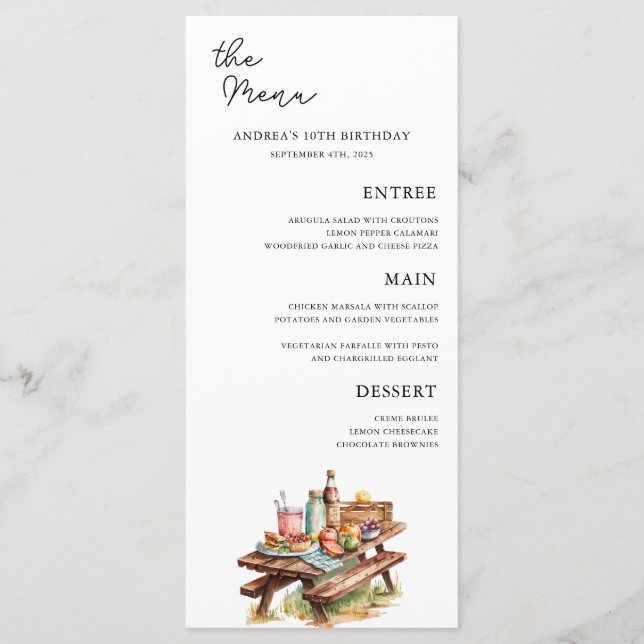 Menu Aniversário do Camper da Floresta de Aventura (Frente)