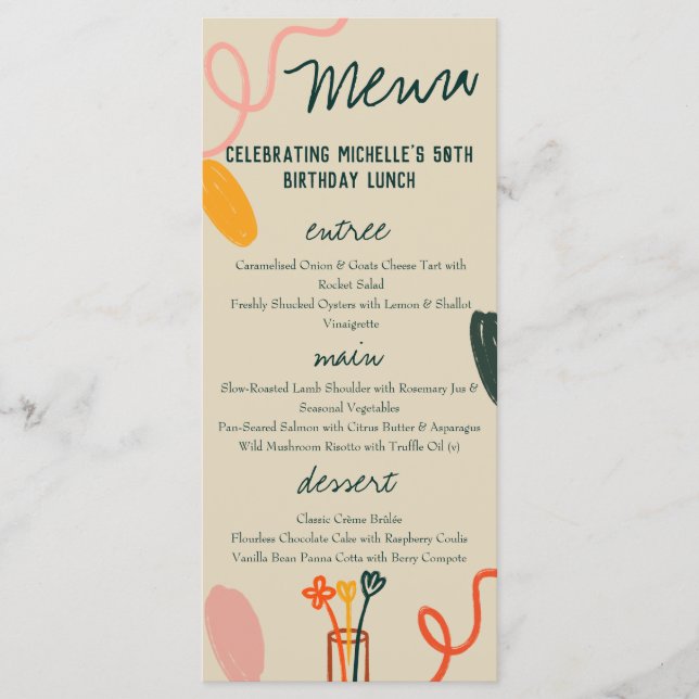 Menu Aniversário do Janto de Almoço de Cegos (Frente)