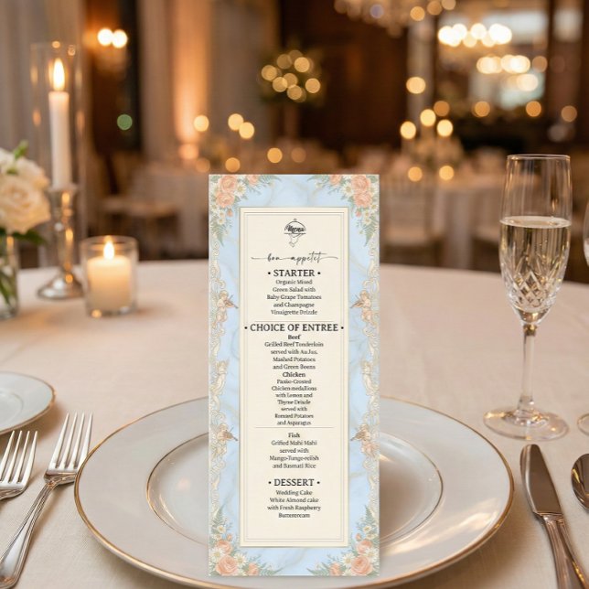 Menu Anjo Rococó Antigo & Floral Regency (Criador carregado)