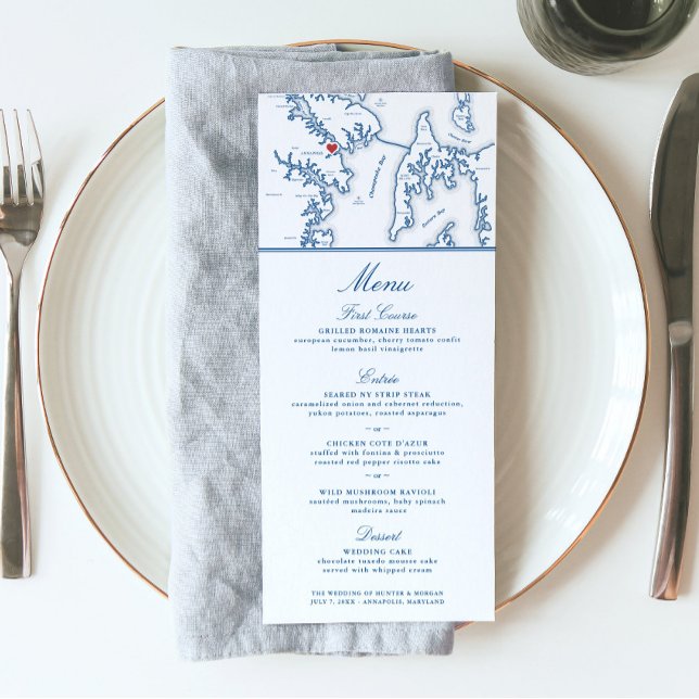 Menu Annapolis Maryland Mapa Elegante Casamento (These Annapolis map wedding menus are perfect for your destination wedding to maryland)