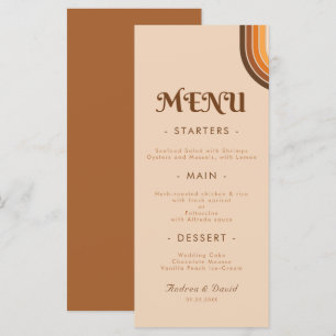 Menu Anos setenta Retro Tipografia Arco-Íris Casamento