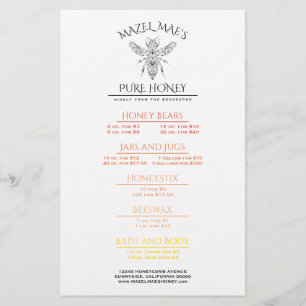 Menu Apiary Honey Personalizado