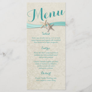 Menu Aqua Starfish e Ribbon Beach WedMenu