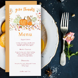 Menu Aquarela Abóbora & Coruja no Outono
