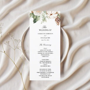 Menu Aquarela Árvore de Pinheiro Verde de Inverno & Flo