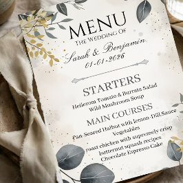 Menu Aquarela Eucalipto | Cardápio de Casamento Elegant