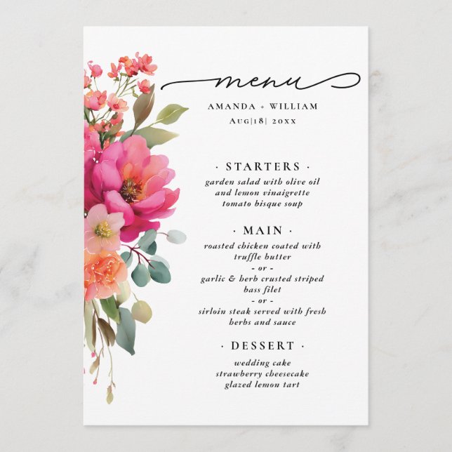 Menu Aquarela Floral (Frente)