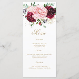 Menu Aquarela floral moderna elegante