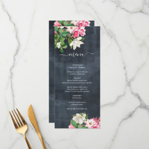 Menu Aquarela Flores Magnólia Negras Casas
