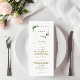 Menu Aquarela Folhas de Oliveira Batismo Dourado