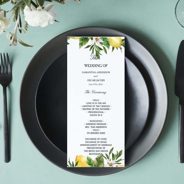 Menu Aquarela Moderna Limões Amarelos & Folha (Criador carregado)