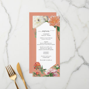 Menu Aquarela Peonias Flores Rosa Casamento
