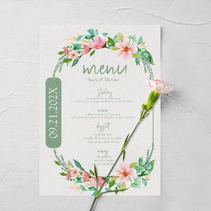 Menu Aquarelas Floral Wreath Personalização