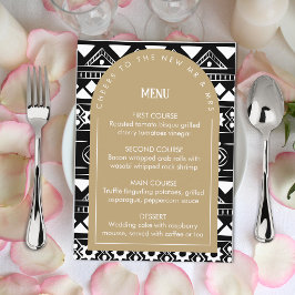 Menu Arca de Casamento de Padrão Moderno Boho Dourado