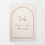 Menu Arch Cream & Terracotta Drinks para Casamento<br><div class="desc">Pode ser totalmente personalizado para atender às suas necessidades. © Gorjo Designs. Feito para você através da plataforma Zazzle. // Precisa de ajuda para personalizar o seu design? Tem outras ideias? Sinta-se à vontade para me contactar (Zoe) diretamente. Opcional: a cor de fundo e algumas fontes podem ser alteradas para...</div>