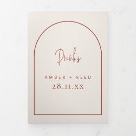 Menu Arch Cream & Terracotta Drinks para Casamento