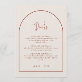 Menu Arch Mínimo Script Cream & Terracotta Drinks