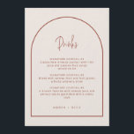 Menu Arch Mínimo Script Cream & Terracotta Drinks<br><div class="desc">Pode ser totalmente personalizado para atender às suas necessidades >> cor de fundo, cor/estilo da fonte e cor de arco podem ser alterados de acordo com sua preferência. © Gorjo Designs. Feito para você através da plataforma Zazzle. // Procurando itens correspondentes? Outros artigos de papelaria do conjunto disponível na seção...</div>