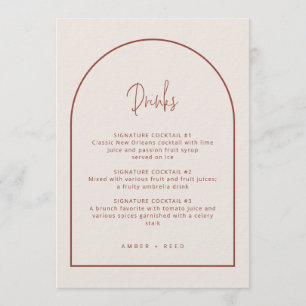 Menu Arch Mínimo Script Cream & Terracotta Drinks
