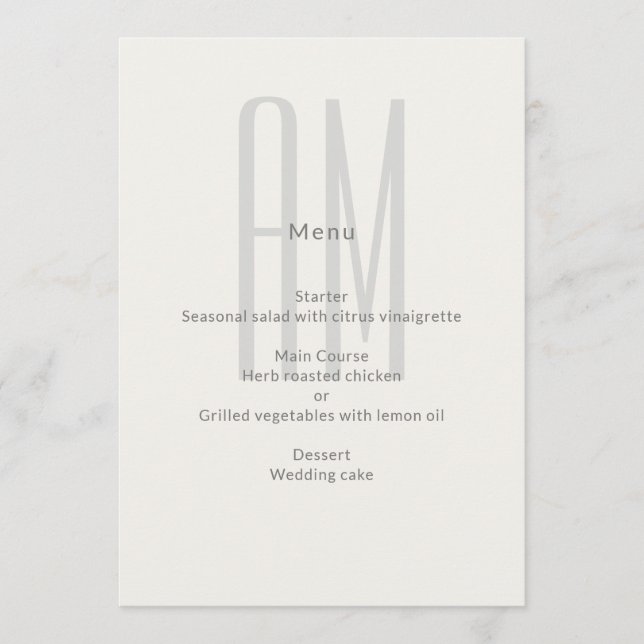 Menu Architectural Monogram Minimal Wedding (Frente)