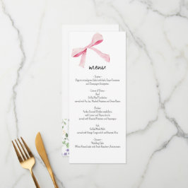 Menu Arco cor-de-rosa e flores Nomes personalizados da