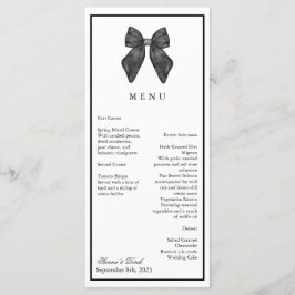 Menu Arco de Fita Clássico Casamento Preto e Branco