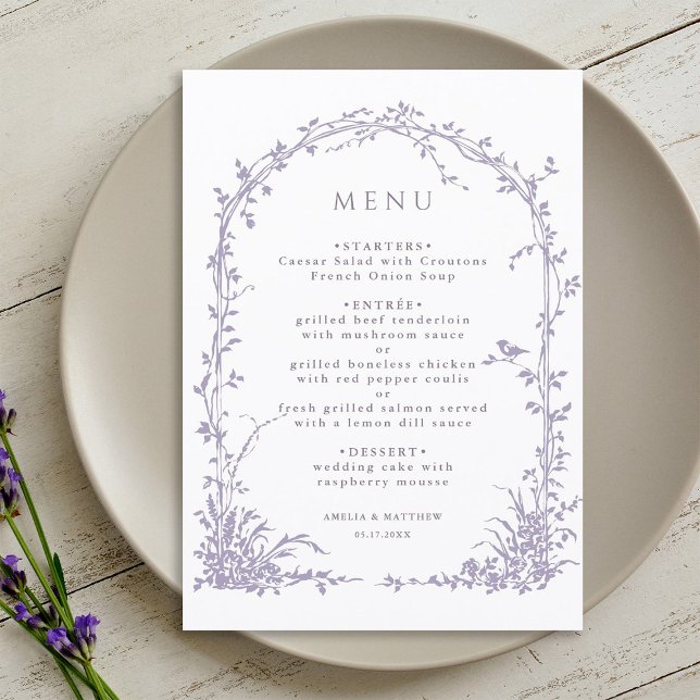 Menu Arco de Jardim Botânico Romântico de Lavanda para  (Criador carregado)