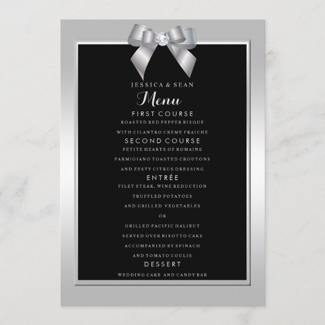 Menu Arco de Na moda Silver Gem e Casamento Negro (Frente)