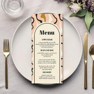 Menu Arco de Redemoinho Retro Rosa Preto Dourado Creme