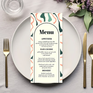 Menu Arco em Redemoinho Retro Verde-Menta Rosa Casament