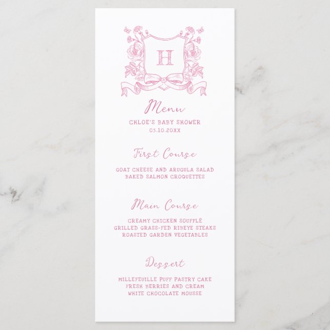 Menu Arco Floral de Crest Russo Chinoiserie (Frente)