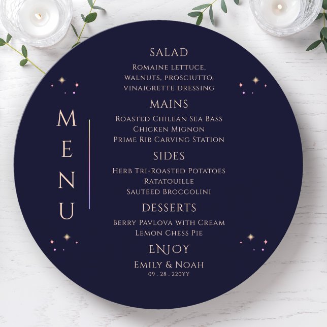 Menu Arco-Íris Azul Sol Lua Azul Estende Casamento Espa (Criador carregado)