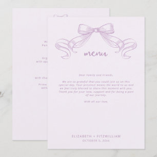 Menu Arco Romântico esboçado Lilac Obrigado Nota