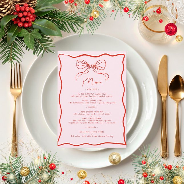 Menu Arco rosa e vermelho Janto de Natal francês (Criador carregado)
