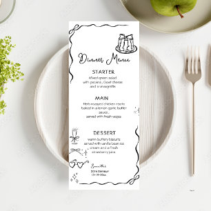 Menu Arco Whimsical Quirky Mão Desenhado Arco Aniversár