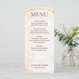 Menu Argolas de árvore de casamento rústico Madeira cas