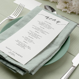 Menu Argumento moderno, casamento preto e branco