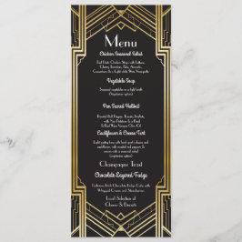 Menu Art deco dos anos 20 da recepção de casamento do
