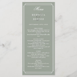 Menu Arte Clássica Elegante Deco Sage Casamento Verde