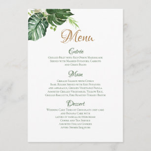 Menu Arte de Casamento Geométrico Tropical Folhas de Pa