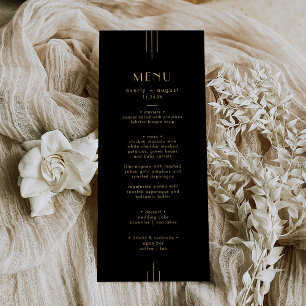 Menu Arte Elegante Deco Negra e Dourada Casamento
