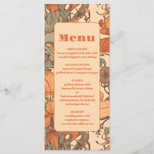 Menu Arte Floral Laranja Queimada Nouveau Casamento