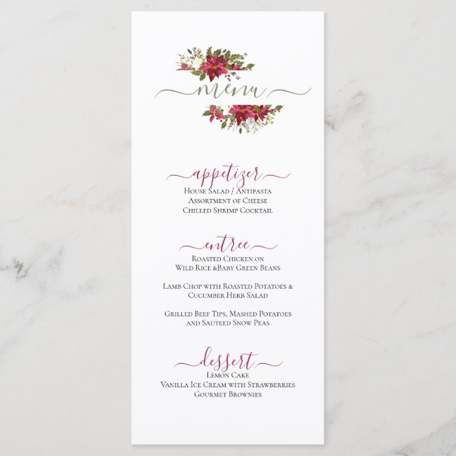Menu Arte Floral Vermelha Natal (Frente)