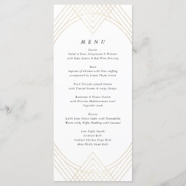 Menu Arte Geométrica Oval Branca Dourada Deco Gatsby Ca