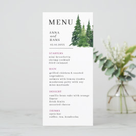 Menu Árvore de Natal Aquarela Casamento Festivo