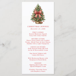 Menu Árvore de Natal em Aquarela Elegante com Laço de G