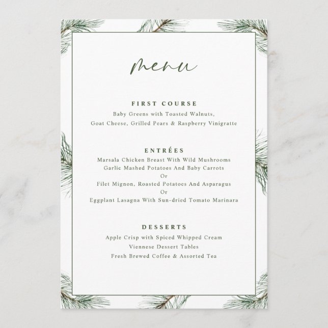 Menu Árvore de Pinheiro Verde Natal (Frente)