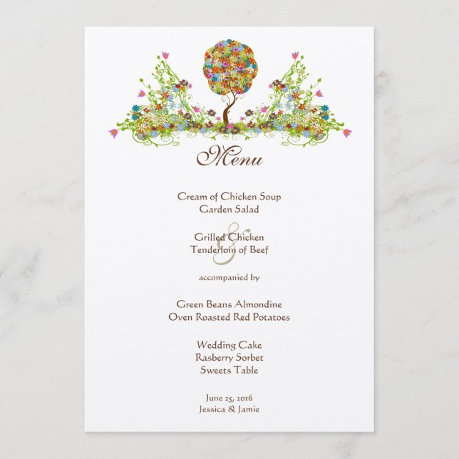 Menu Árvore foliar de papelada florestal entalada (Frente)