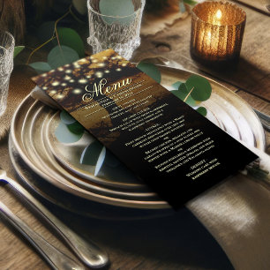 Menu Árvore russa com cordas de luzes casando